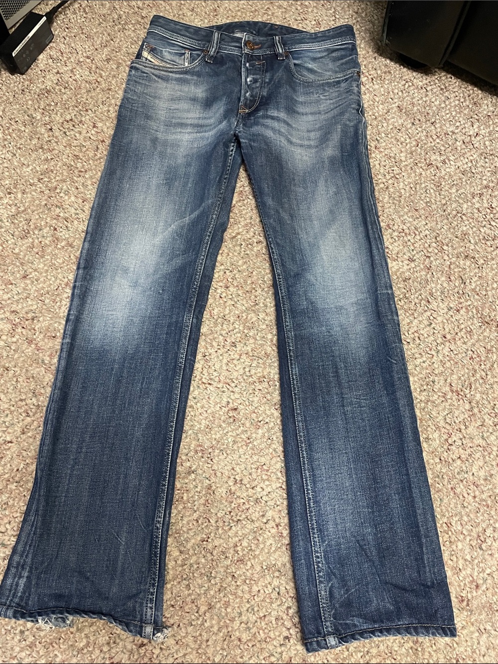 Diesel waykee Blue Washed Straight-Leg Jeans